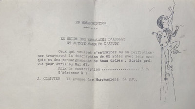 Bulletin de souscription du premier topo de Sestograd City en 1967