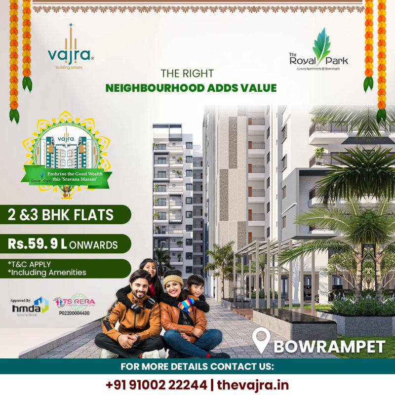 2 and 3BHK apartments for sale in bowrampet | Vajradevelopers