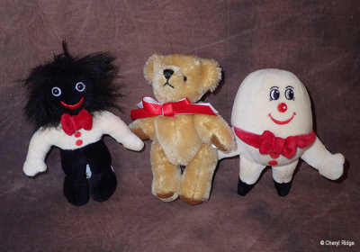 Merrythought nursery set - mini Golly, Teddy Bear and Humpty Dumpty