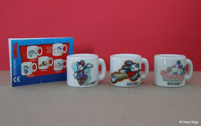 Tomy Disney Mickey and Minnie Mouse miniature mug cups