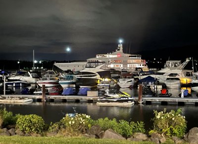 The yacht Bella Vita docked at Newburgh