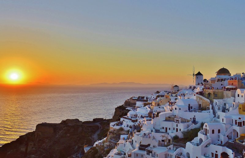Sunset in Oia, Santorini.