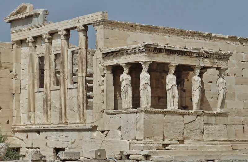 Erechtheion and Caryatides  at Acropolis of Athens.
