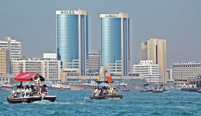 Deira s cosmopolitan skyline as seen from across the Creek in Bur Dubai.