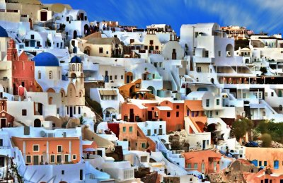 View of Oia, Santorini.