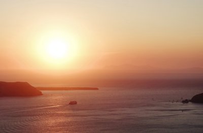 Sunset view to the Aegean sea, Santorini.