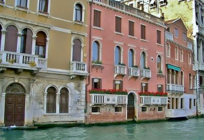 Venice Grand Canal typical houses. 