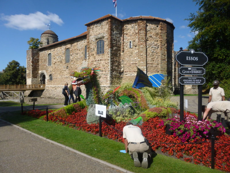Game of Thrones floral display at Colchester Castle