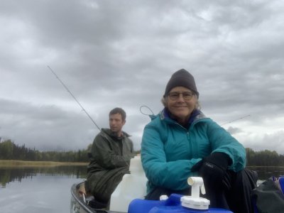 Eric can't resist the chance to wet a line!