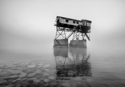 old coal loader in the fog