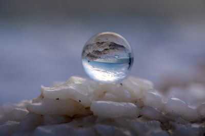 Glass ball reflection on Salt rock