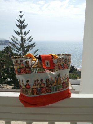 Lesley's bag on holiday!