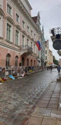 Tallinn , protesten bij de russische ambassade.