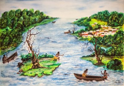 River Scene Watercolor