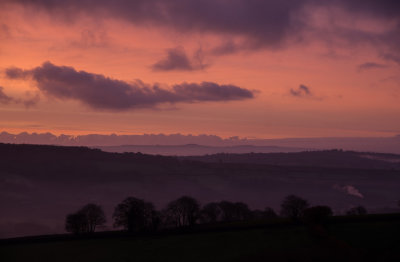 Sunrise from the hills near Bradninch