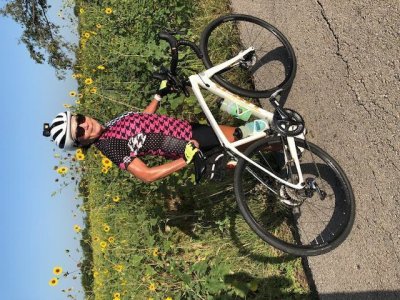 Teri cycling at Robson Ranch