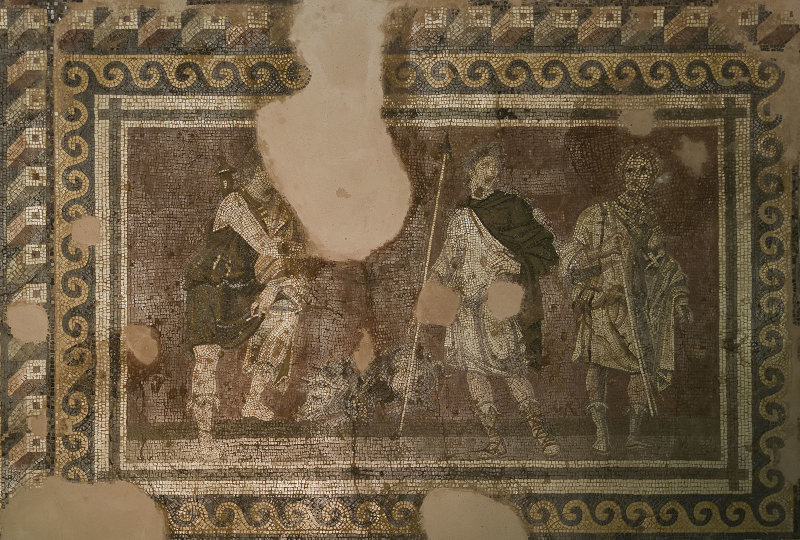 Antakya Archaeology Museum Four seasons Calydonian pig hunt mosaic sept 2019 6048e.jpg