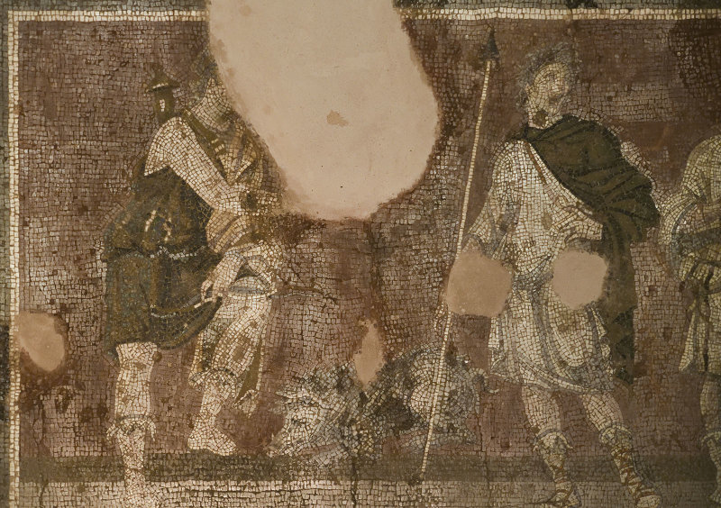 Antakya Archaeology Museum Four seasons Calydonian pig hunt mosaic sept 2019 6049e.jpg