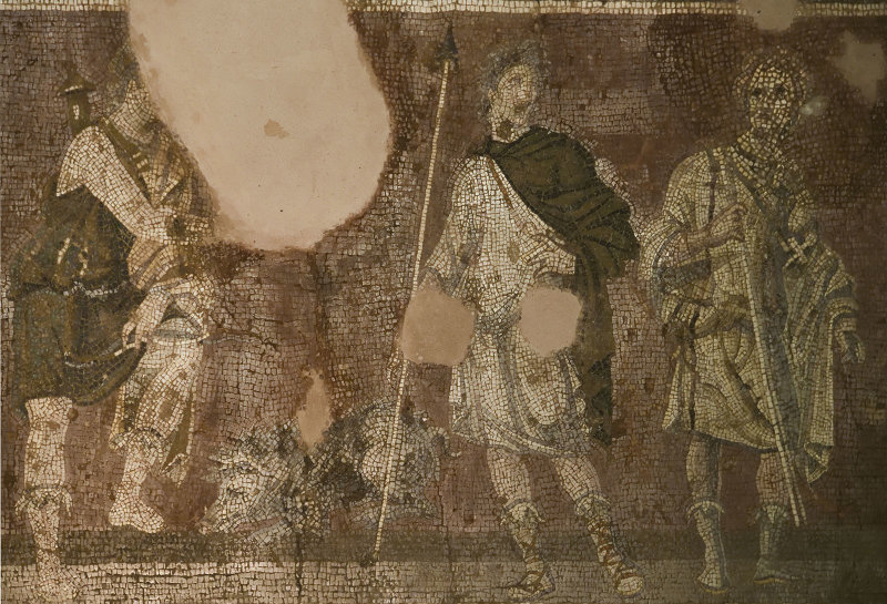 Antakya Archaeology Museum Four seasons Calydonian pig hunt mosaic sept 2019 6050e.jpg