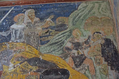 Ani Tigran Honents church 2 Interior Martyrdom of female saints from Hripsime fresco 5583