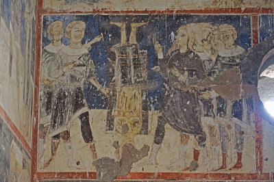 Ani Tigran Honents church 01f Interior martyrdom of Saint Gregory the illuminator hung upside down fresco 5614