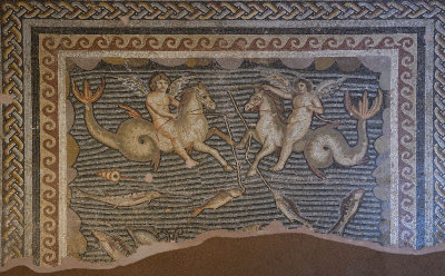 Adana Archaeological Museum Erotes Mosaic mid 2nd AD 0348.jpg