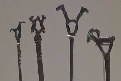 Gaziantep Archaeology museum Animal figurines on metal spikes sept 2019 4253.jpg