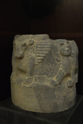 Antakya Archaeological Museum Pillar base with winged bull and sphinx sept 2019 5819.jpg