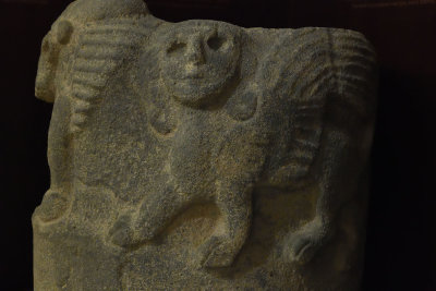 Antakya Archaeological Museum Pillar base with winged bull and sphinx sept 2019 5821.jpg