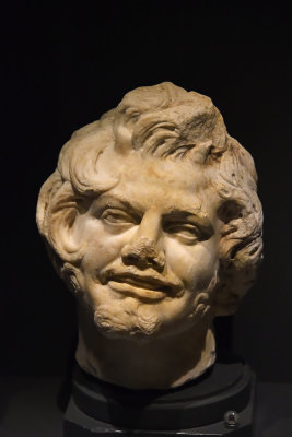 Antakya Archaeology Museum Head of aged satyr sept 2019 6113.jpg