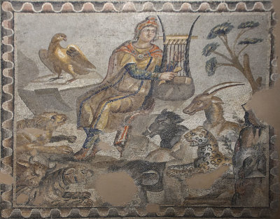 Antakya Archaeology Museum Orpheus and beasts mosaic sept 2019 6017.jpg