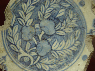 Iznik museum Ottoman white clay ceramics from Iznik in white and blue 15th century 5100.jpg