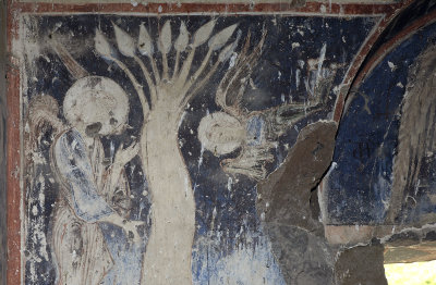 Ani Tigran Honents church 01e Interior martyrdom of Saint Gregory the illuminator Man in tree fresco 3690