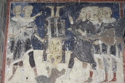 Ani Tigran Honents church 01f Interior martyrdom of Saint Gregory the illuminator hung upside down fresco 3696