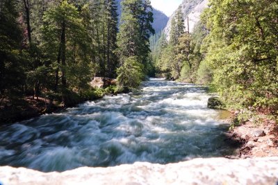 The Merced River as it flows through Yosemite Valley