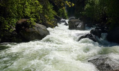 Pictures taken from the footbridge across the Merced River half way up to Vernal Falls