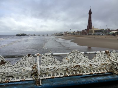 Blackpool Pier with Worn out Benches
