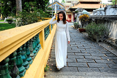 Woman In Lang On Temple Garden