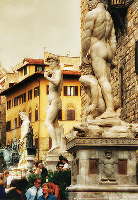 Sculptures on the Palazzo Vecchio 