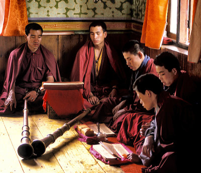 Monks Studying Buddhist Texts