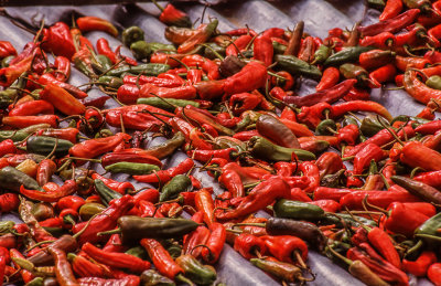 Peppers Drying on a Rooftop