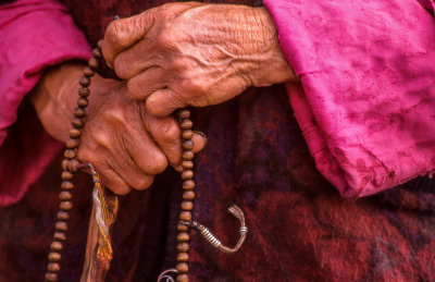 Wooden Rosary in Nun's Hands