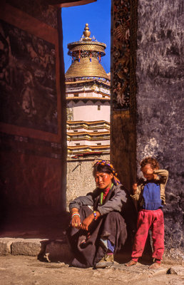 At Gyantse, with the Kumbum in the background.