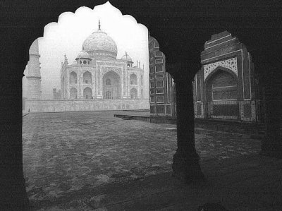 Taj Mahal seen through and Arch