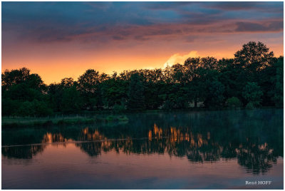 Sunset of lake Bourgogne France