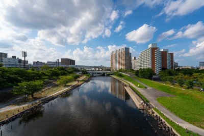 Looking North from Footbridge over the Old Nakagawa