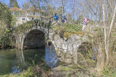 Medieval Roman bridge at Rubies over the River Pedreira