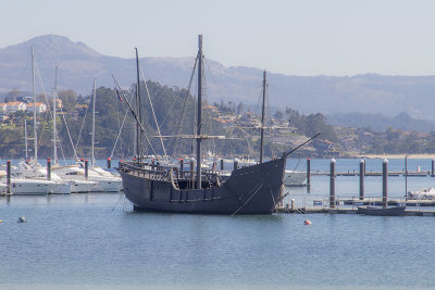 Sailing ship in Baiona harbor