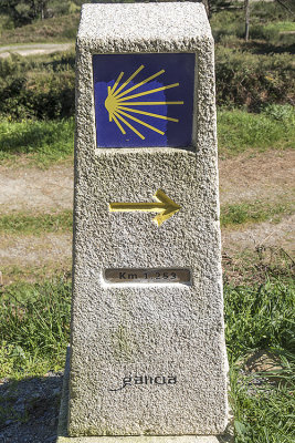 Typical trail marker for the Camino