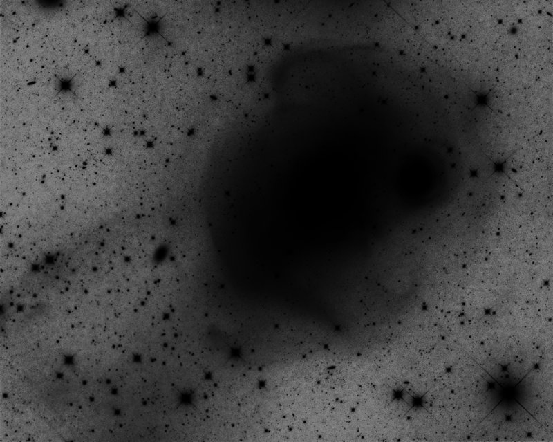 Deep negative view NGC 1316/17 tidal tail loops and outer halo